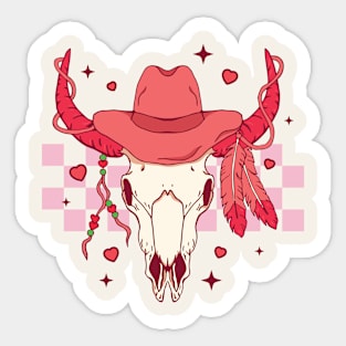 Western Skull Valentines Day Sticker